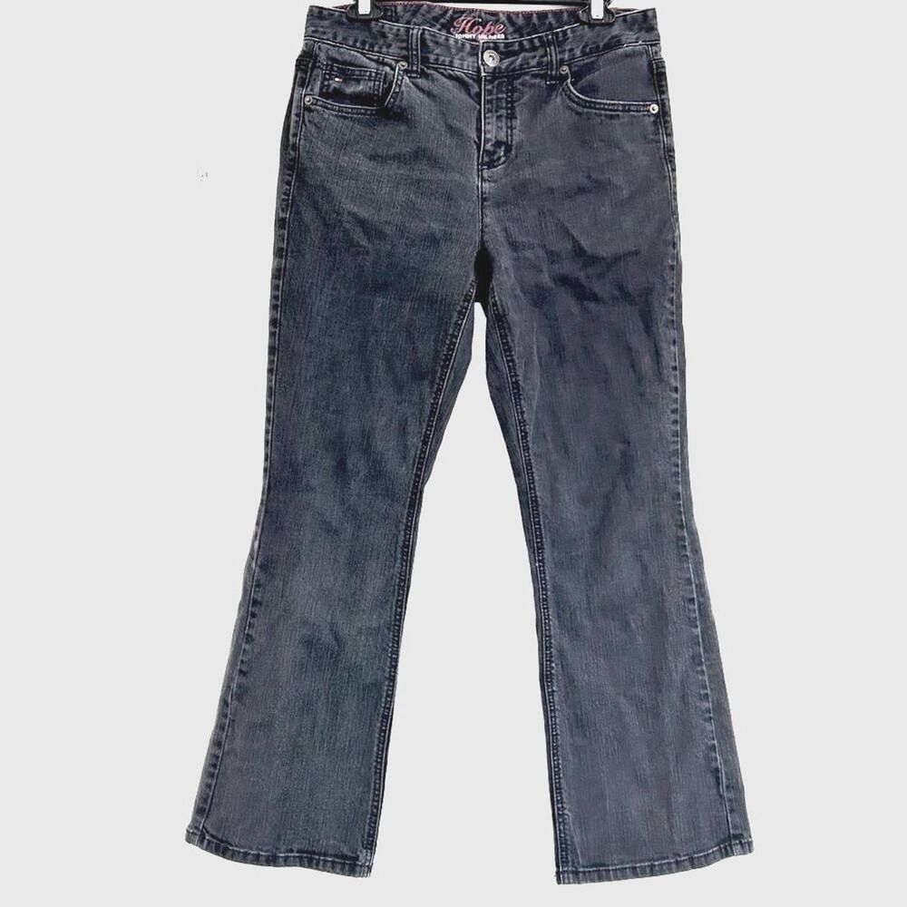 Tommy Hilfiger Y2K Hope Jeans Size 10 Charcoal Black Mid Rise Flare Denim Jeans